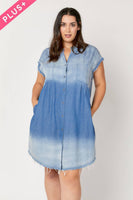 The Luna Curvy Lightweight Denim Button Down Dress